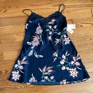 Josie Natori Floral Japanese Print Blue Slip Nightgown Women's Size S NWT